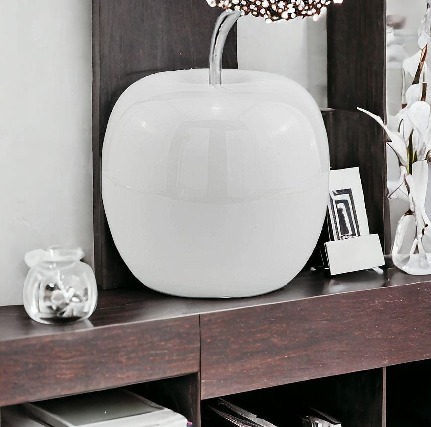 White Medium  Apple Shaped Aluminum Accent Home Decor