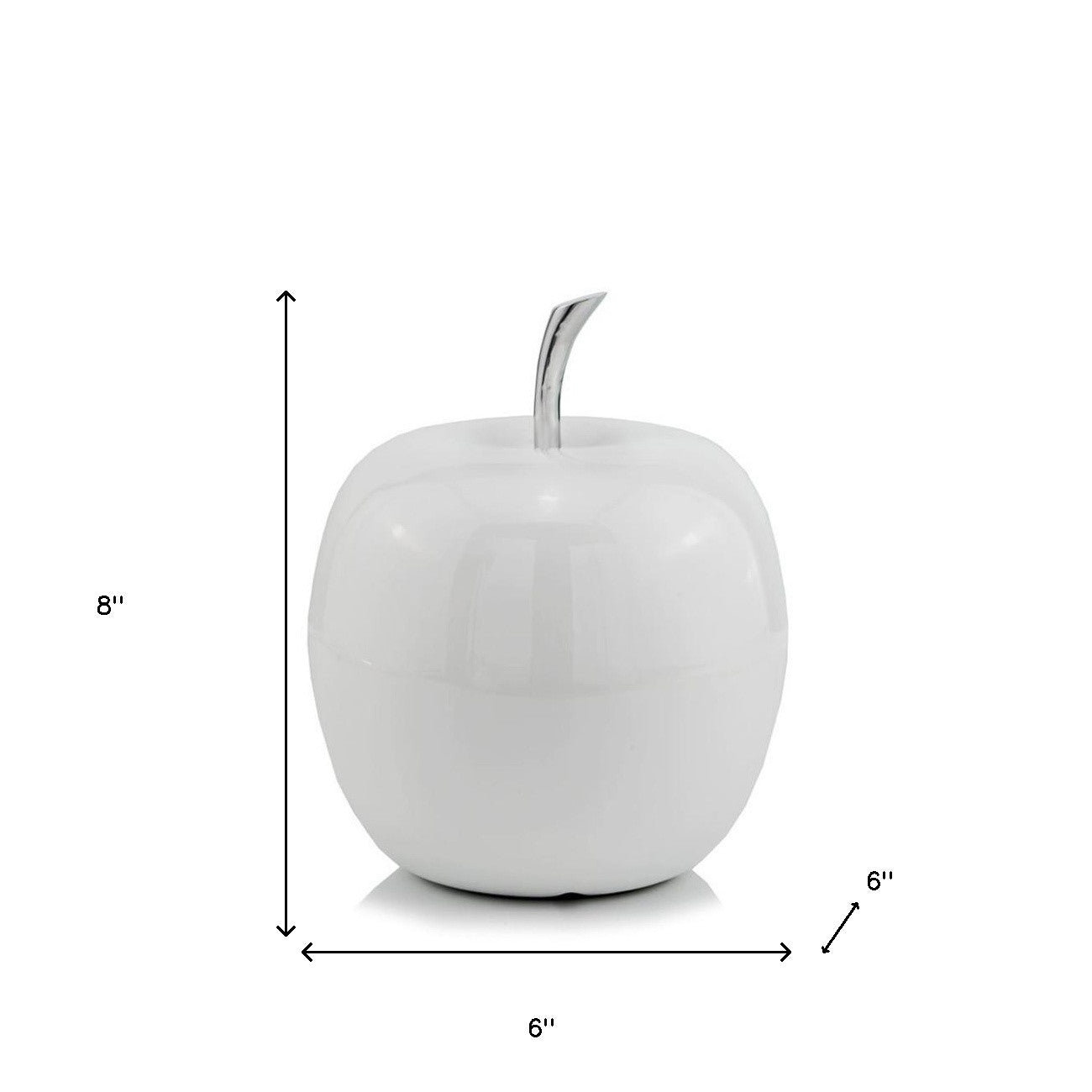 White Medium  Apple Shaped Aluminum Accent Home Decor