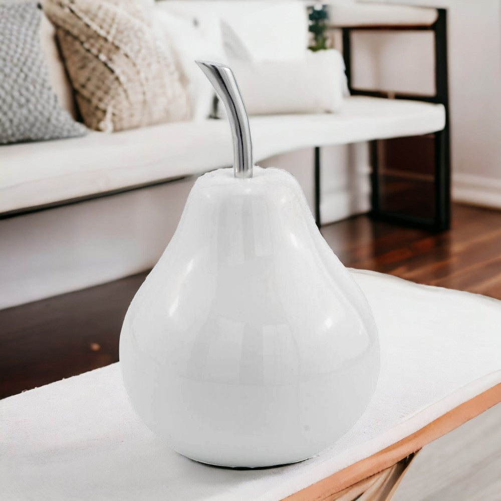 White Medium  Pear Shaped Aluminum Accent Home Decor