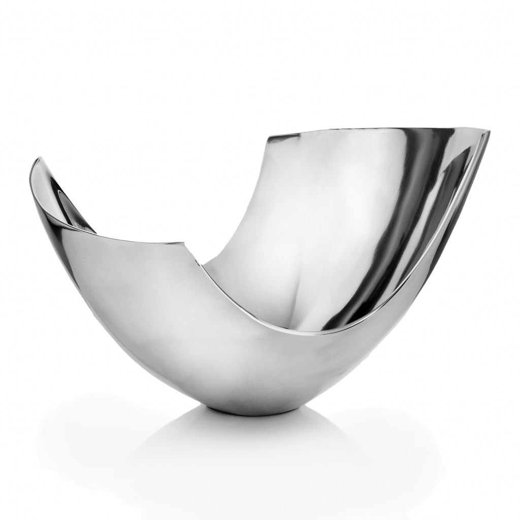 Silver Aluminum Modern Abstract Centerpiece Bowl