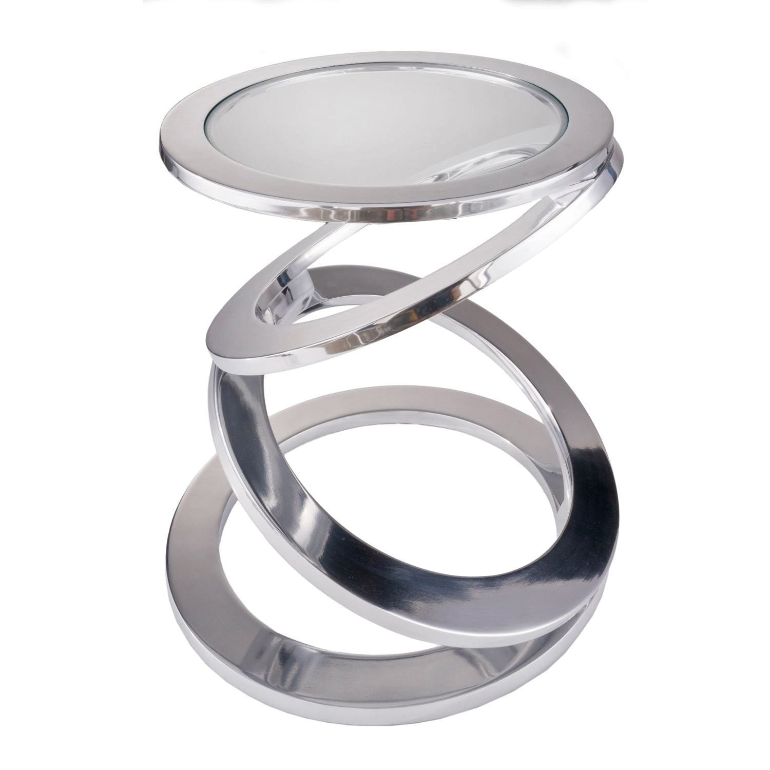 17" Silver Glass Round End Table