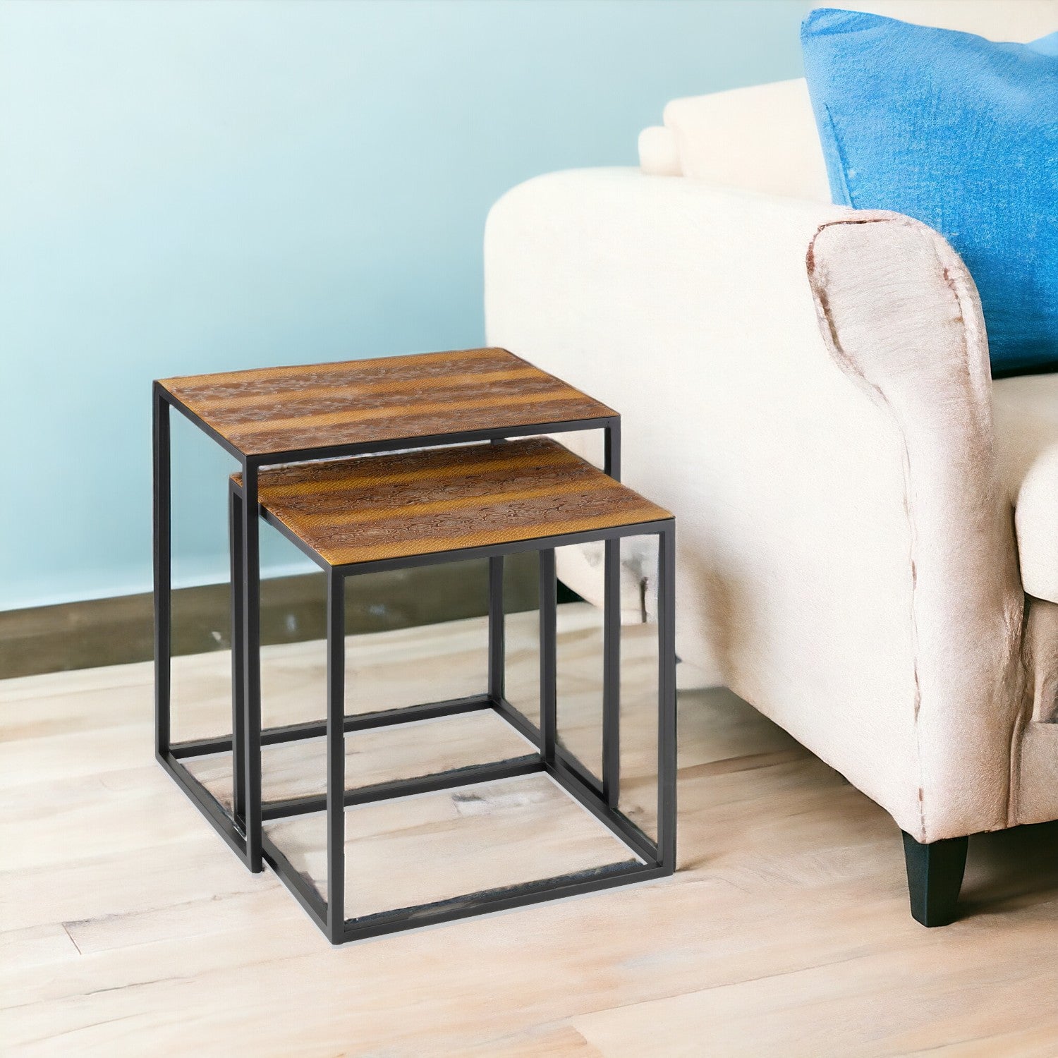 22" Black And Brown Resin End Table