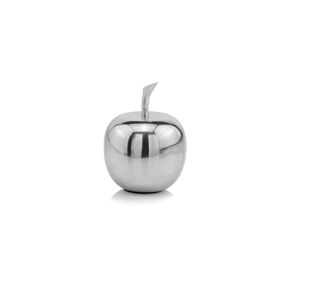 11" Silver Buffed Aluminum Decorative Apple Tabletop Sculpture