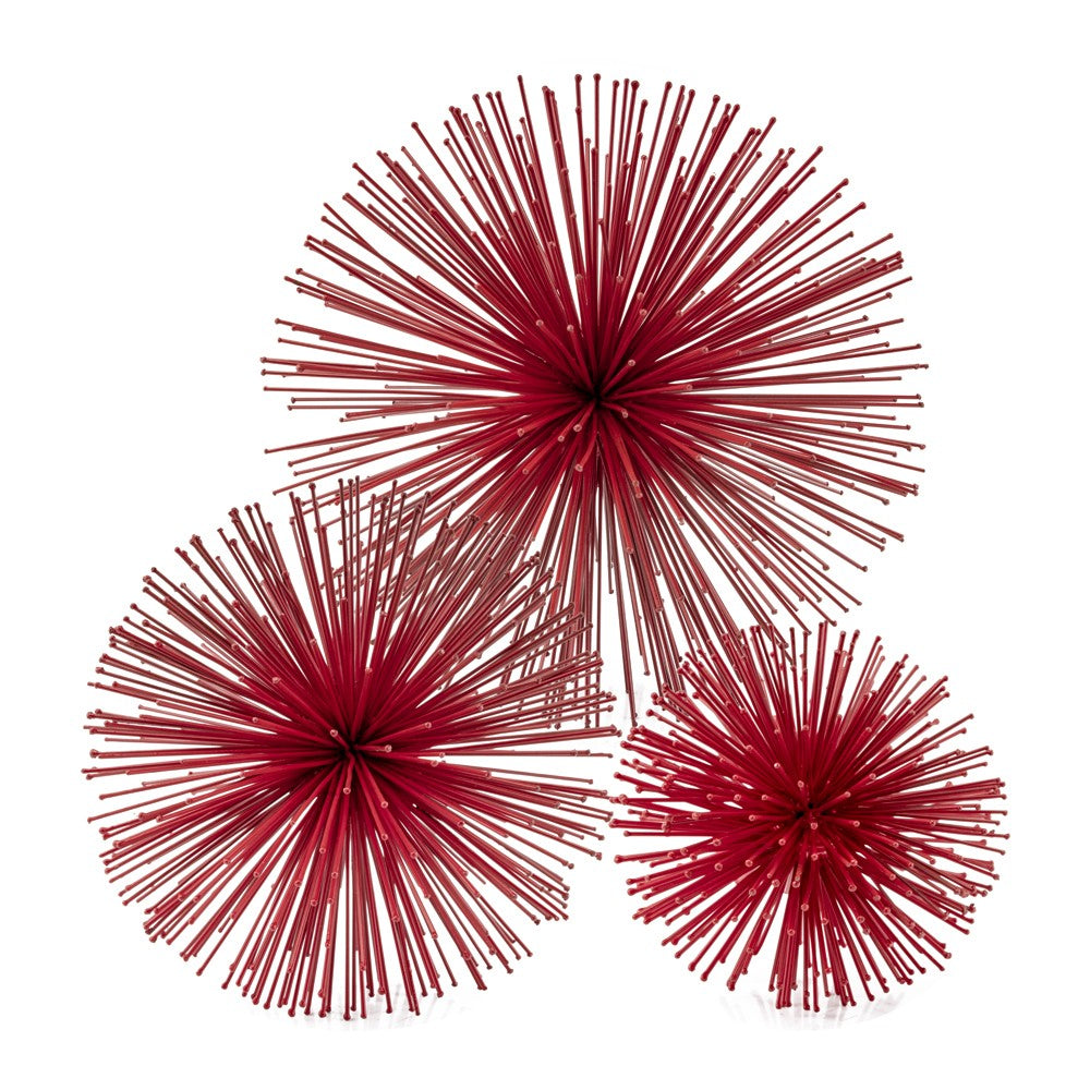 6" Red Metal Spiky Sphere