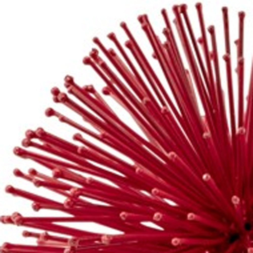 6" Red Metal Spiky Sphere