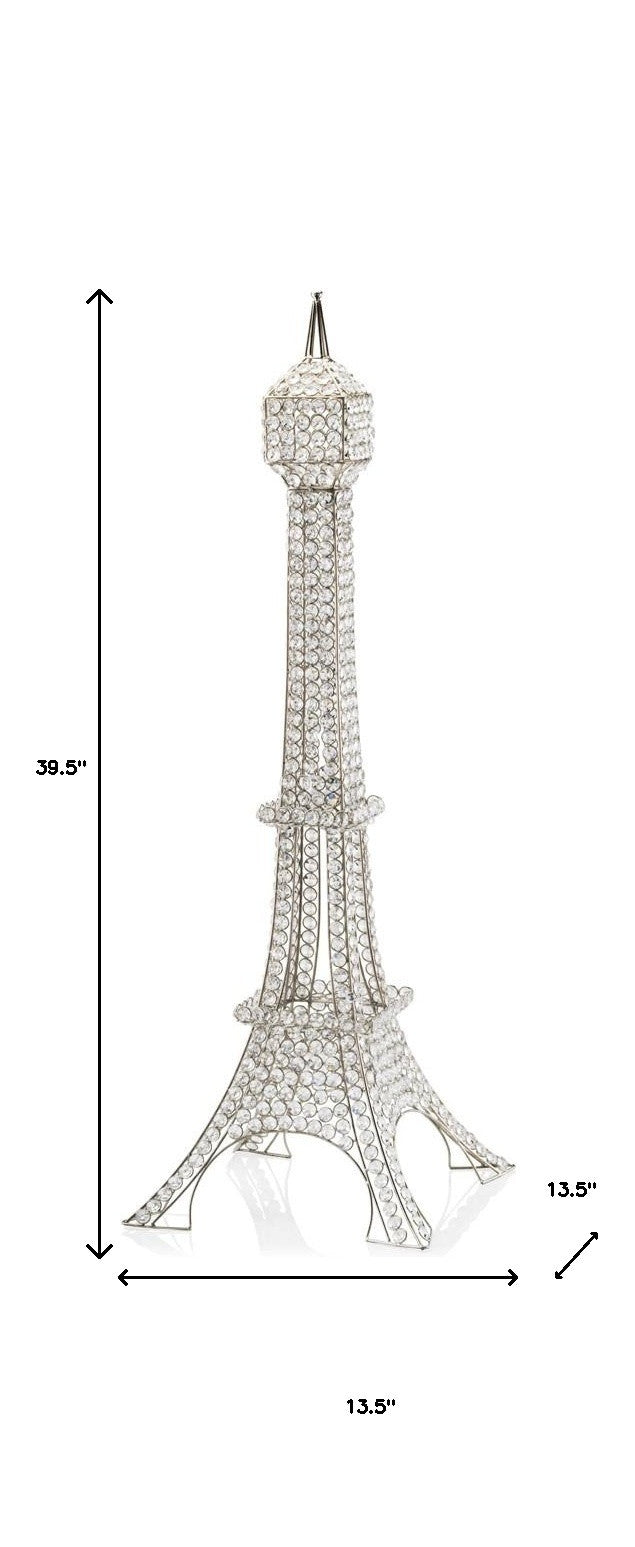 40" Silver Faux Crystal and Silver Tabletop Sculpture