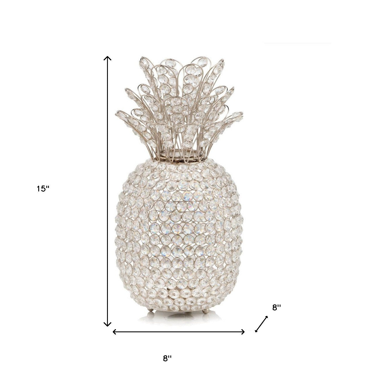 15" Silver Faux Crystal Decorative Pineapple