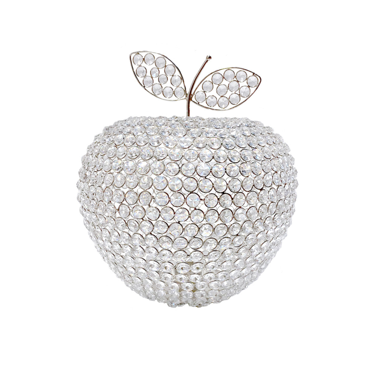 14" Silver Faux Crystal Apple Sculpture