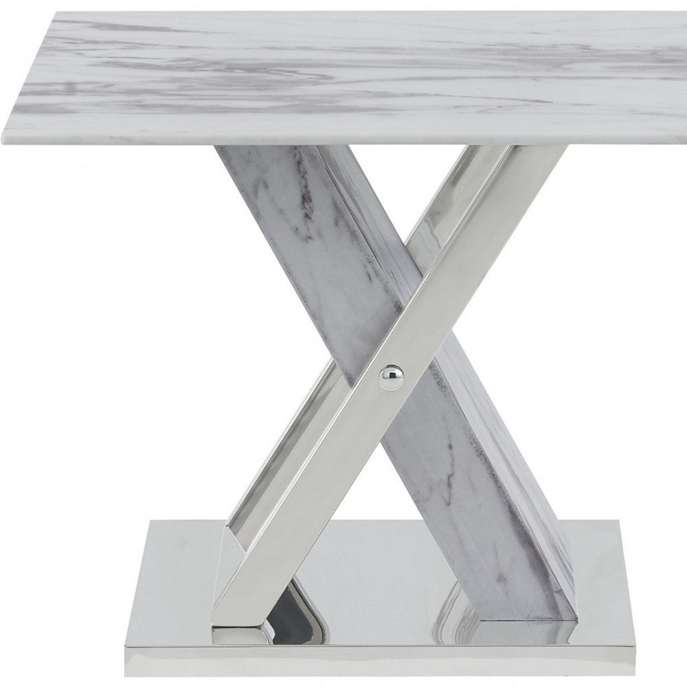 18" Silver Solid and Manufactured Wood Square End Table