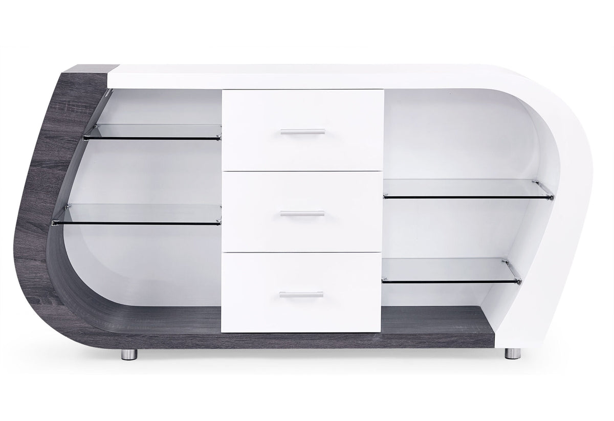 White And Grey Multi Tone Buffet With 3 Drawers