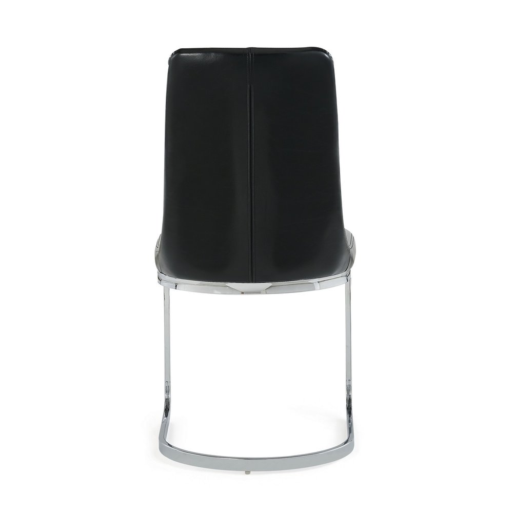 Set of Two Black and Silver Upholstered Dining Side Chairs
