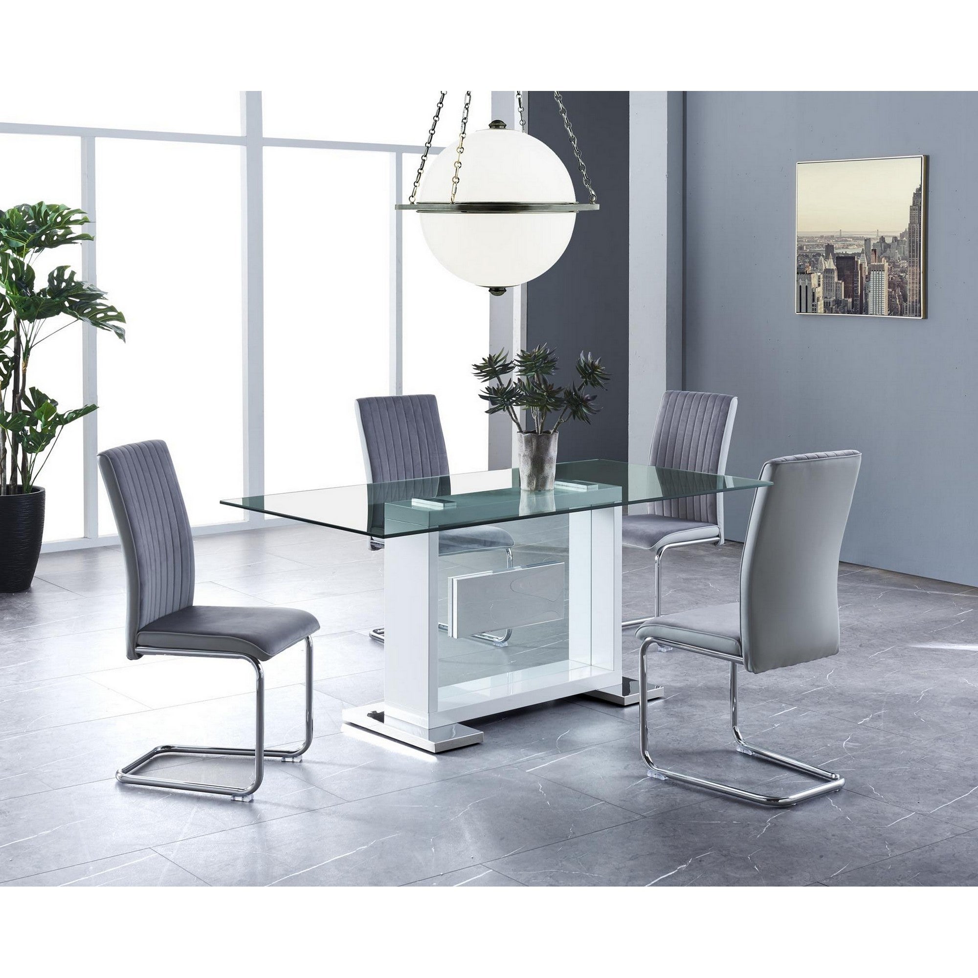 Set Of 4 Two Tone Grey And Chrome Dining Chairs Set Of 4 Two Tone Grey And Chrome Dining Chairs