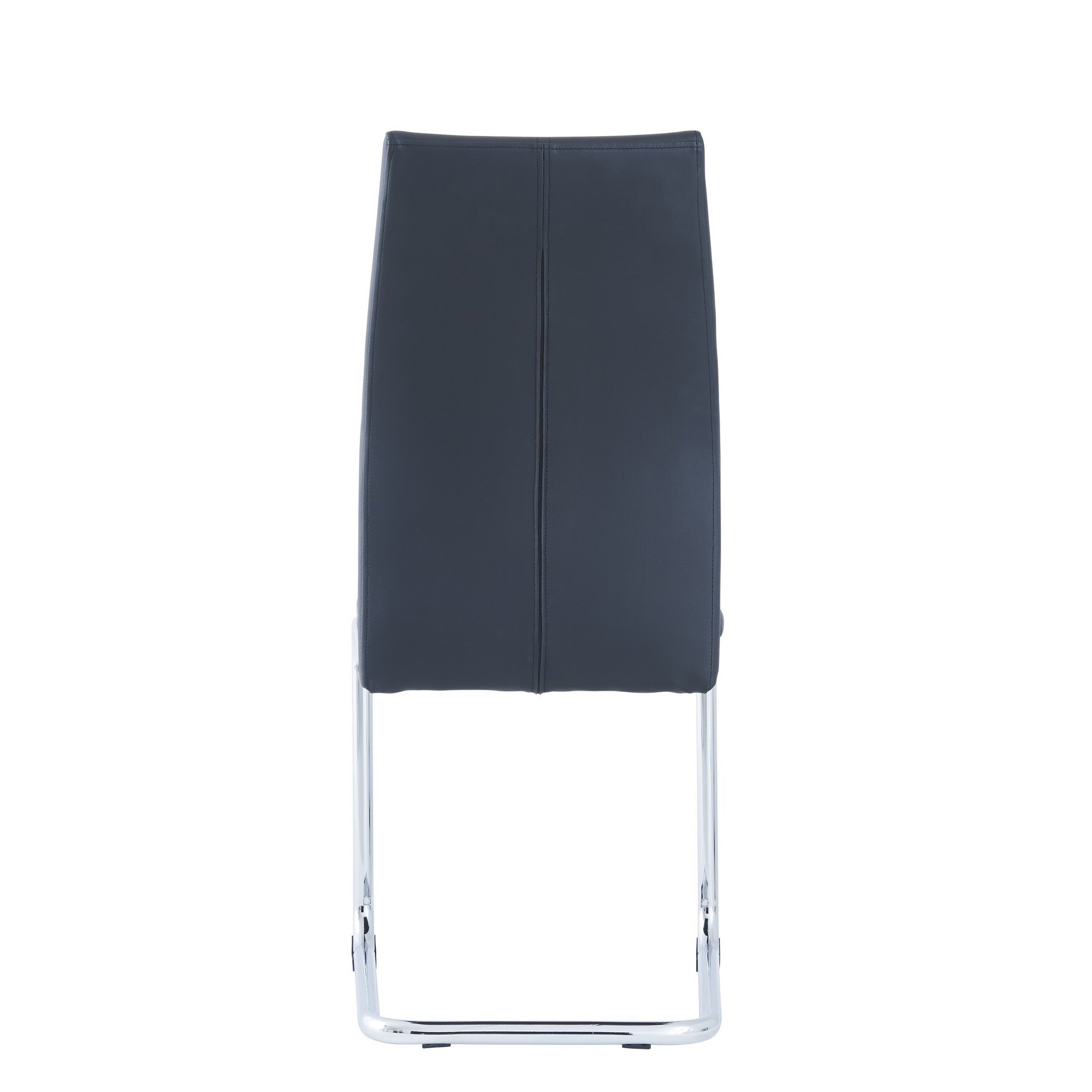 Set Of 4 Modern Black Dining Chairs With Chrome Metal Base