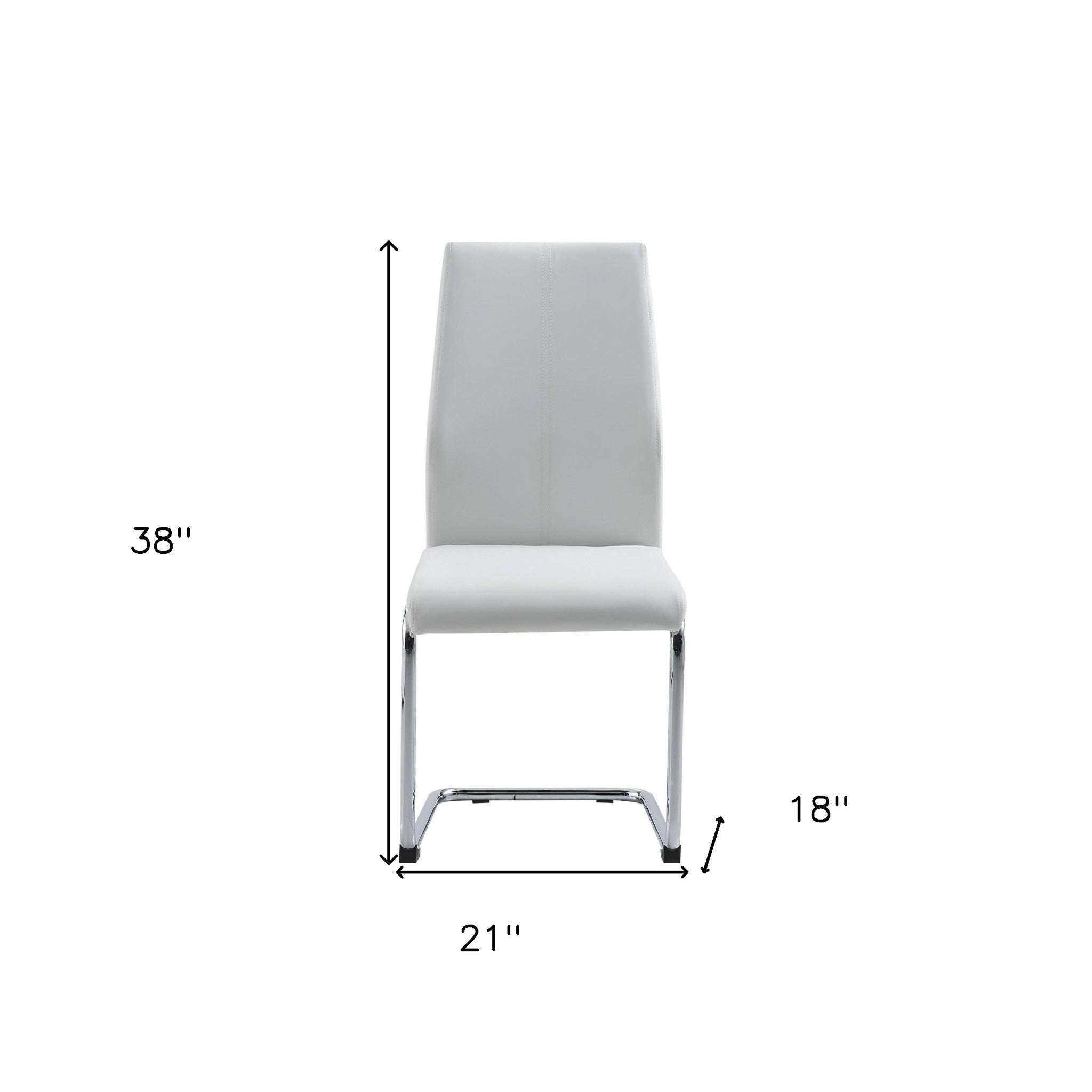 Set Of 4 Modern White Dining Chairs With Chrome Metal Base