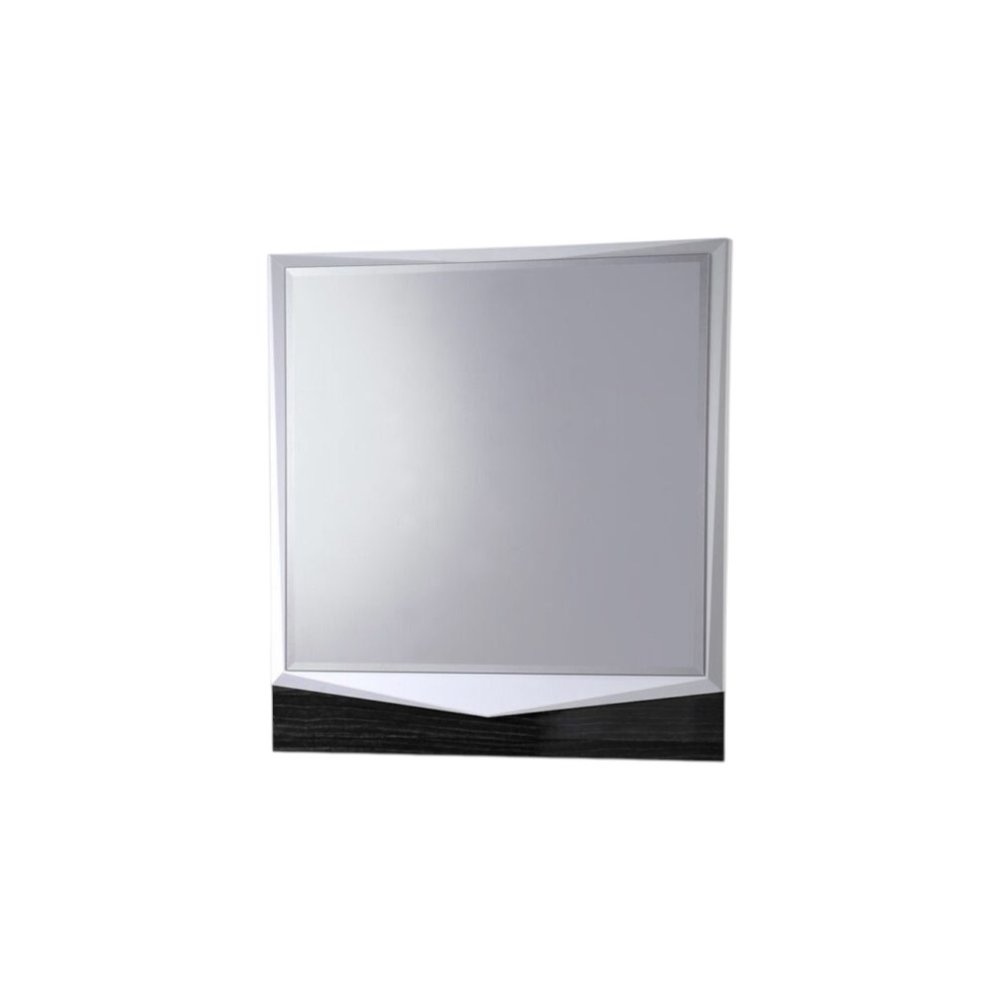 44" Gray And White Glass And Wood Mounted Accent Mirror
