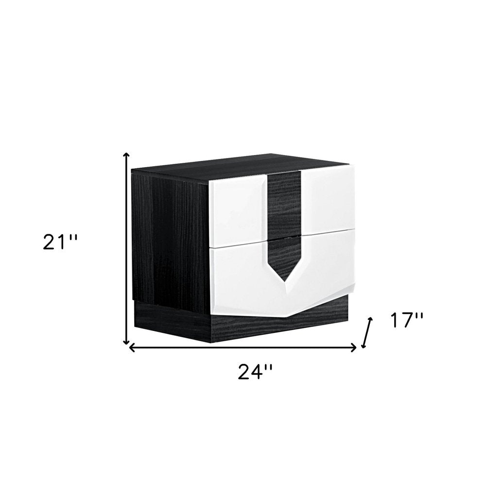 21" Gray Wood Two Drawer Nightstand