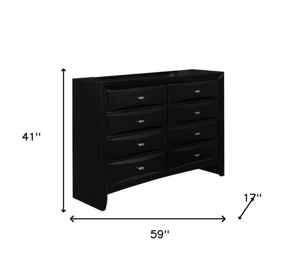 41" Black Solid Wood Five Drawer Dresser