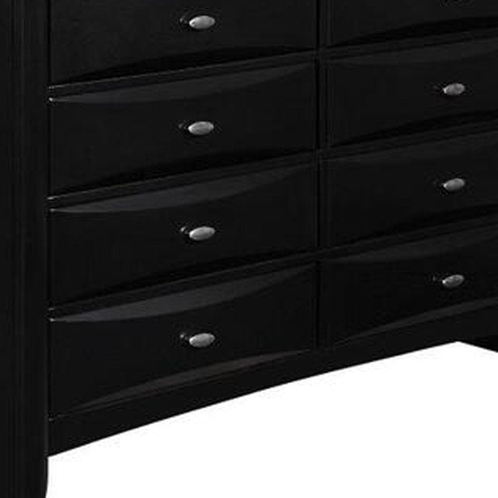 41" Black Solid Wood Five Drawer Dresser