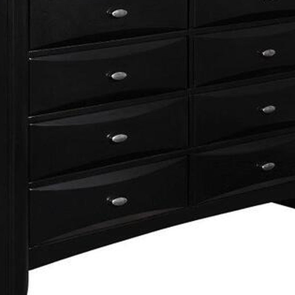59" Black Solid Wood Eight Drawer Double Dresser