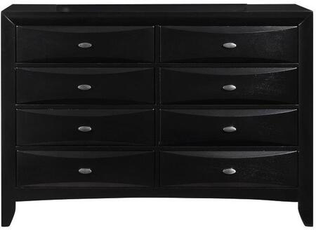 59" Black Solid Wood Eight Drawer Double Dresser
