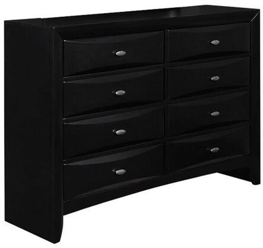 41" Black Solid Wood Five Drawer Dresser