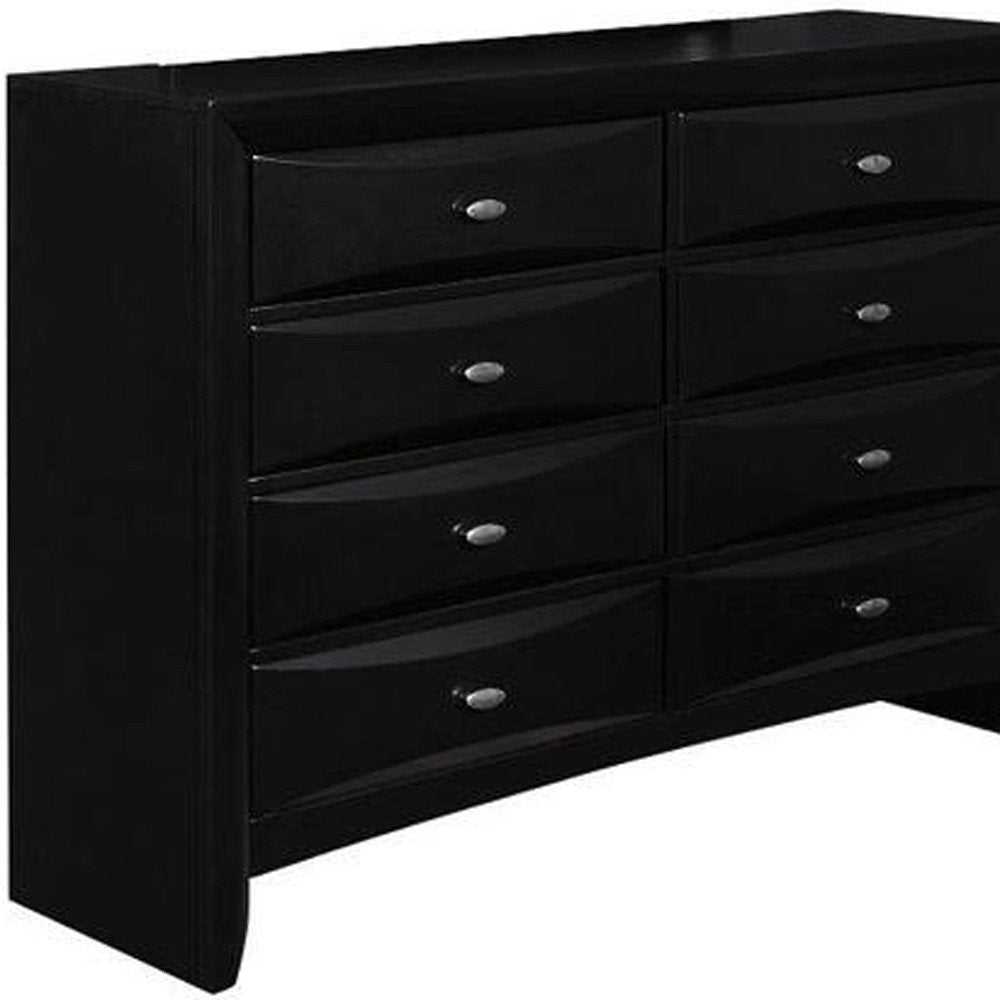 41" Black Solid Wood Five Drawer Dresser