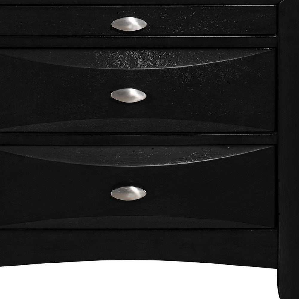 Black Nightstand With 2 Chambered Drawer