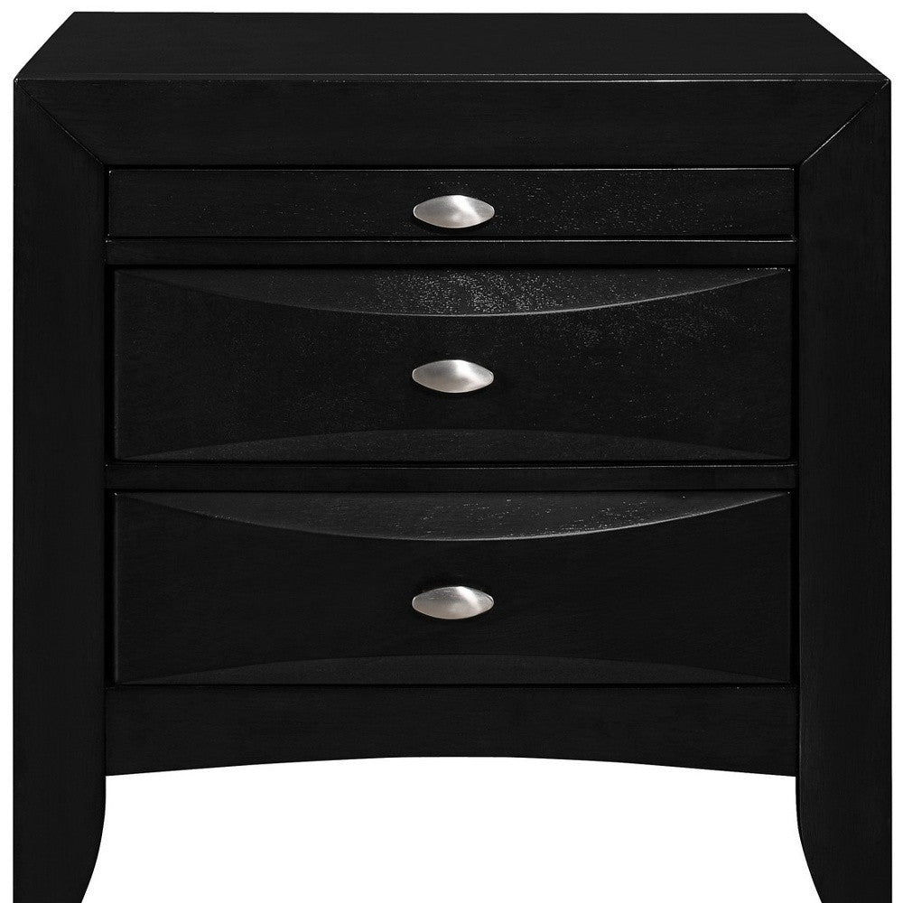 Black Nightstand With 2 Chambered Drawer