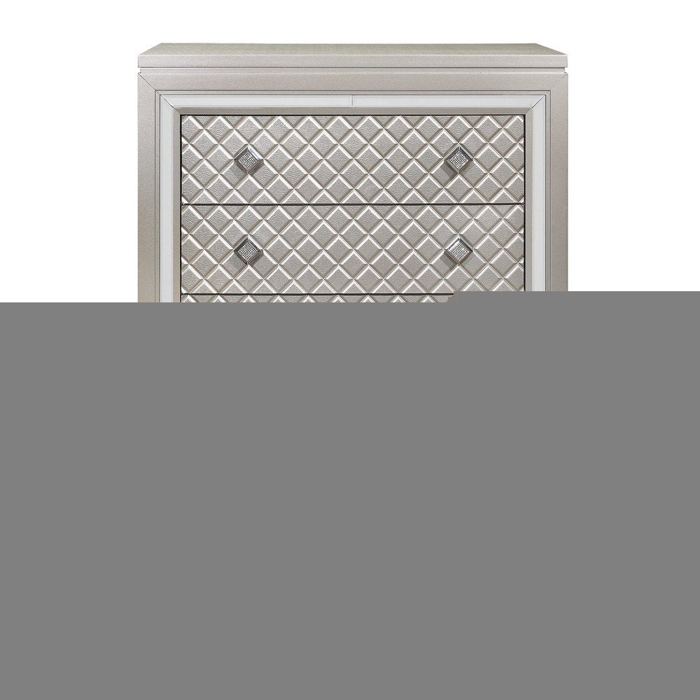 Champagne Toned Chest With Tapered Acrylic Legs And 5 Drawers