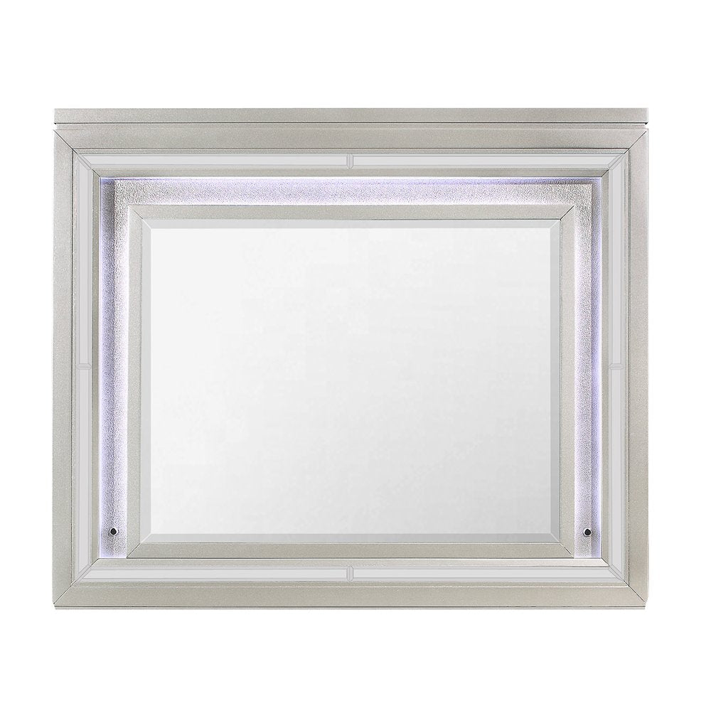 38" Champagne Wood Lighted Mounted Accent Mirror