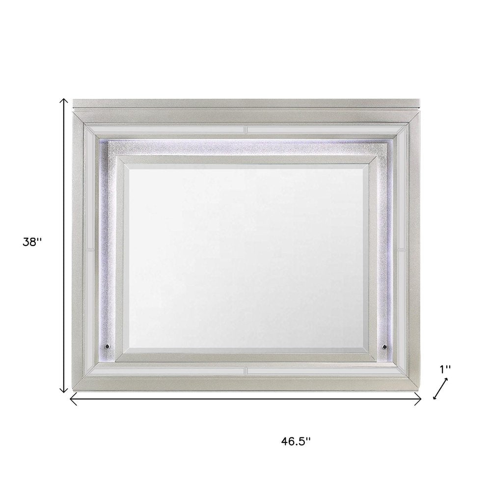 38" Champagne Wood Lighted Mounted Accent Mirror