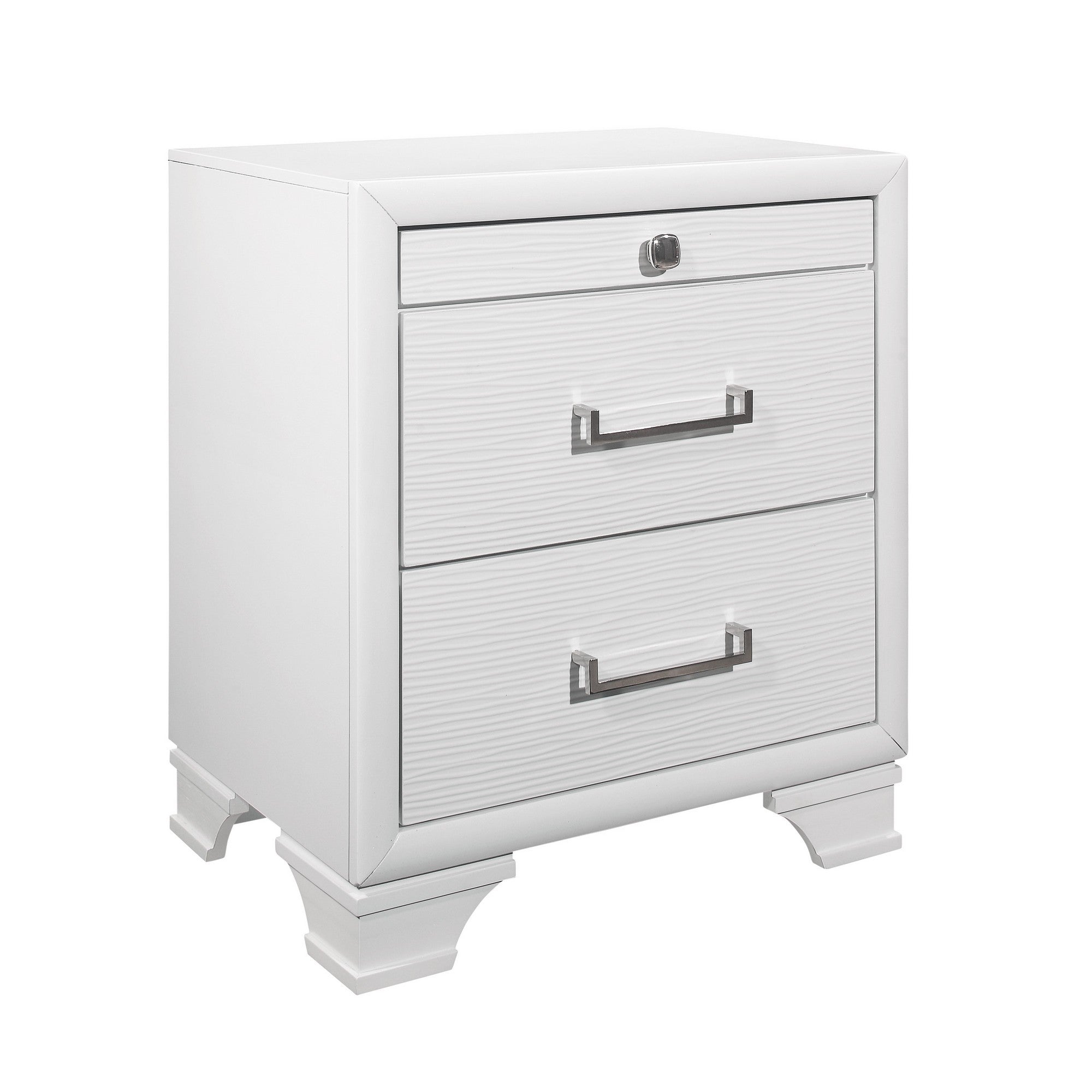 White Nightstand With 3 Drawers