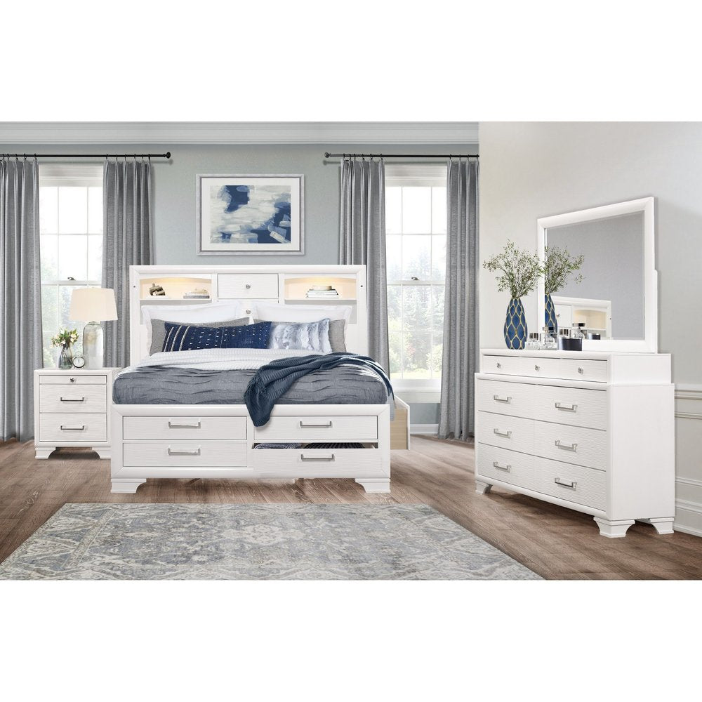 27" White Wood Two Drawer Nightstand
