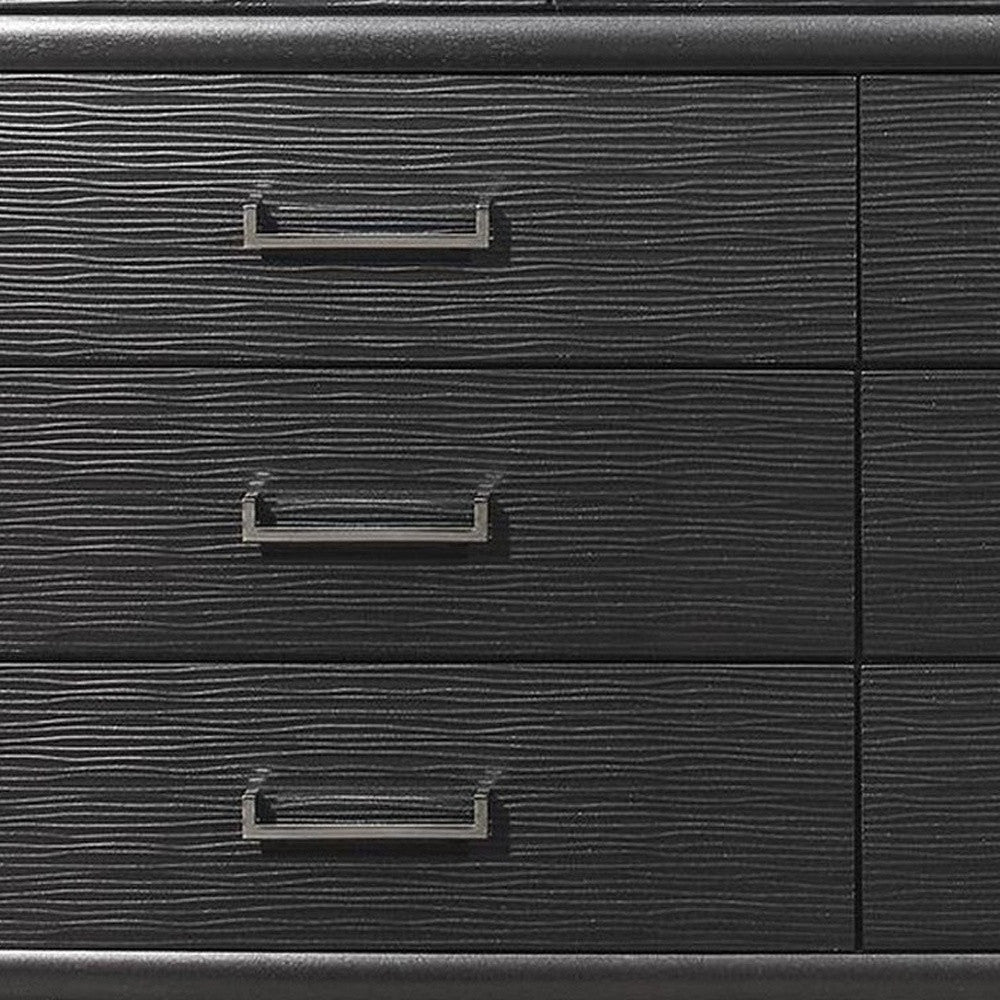 59" Gray Solid Wood Nine Drawer Double Dresser