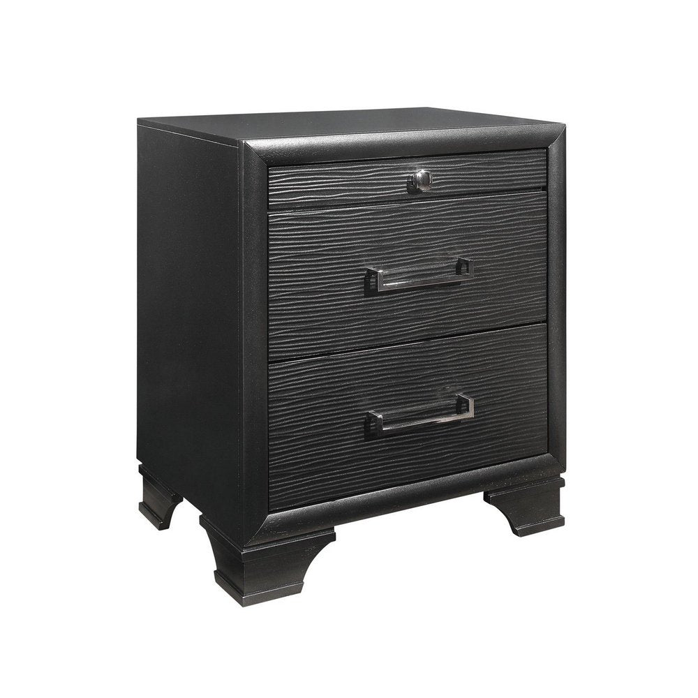 27" Gray Wood Two Drawer Nightstand
