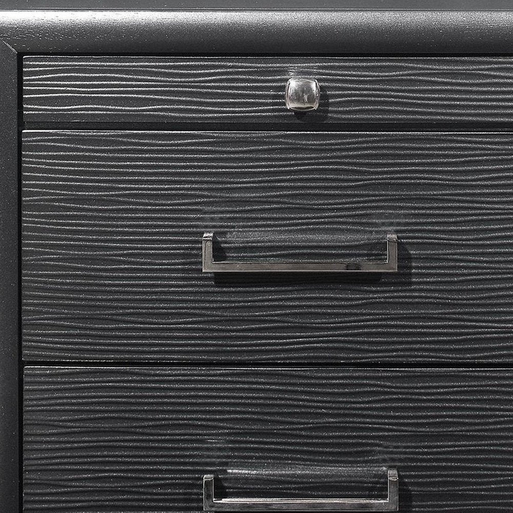 27" Gray Wood Two Drawer Nightstand