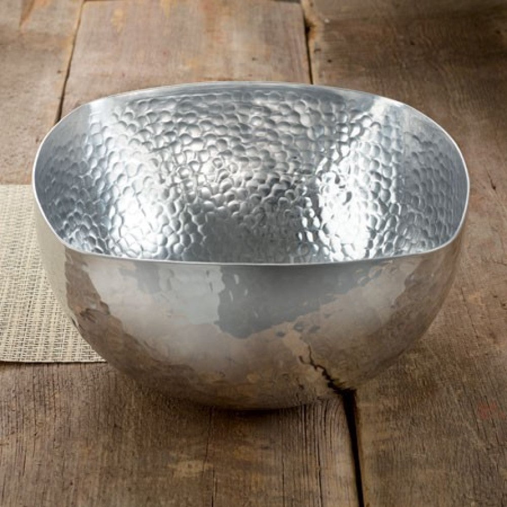 Handcrafted Hammered Stainless Steel Square Centerpiece Bowl