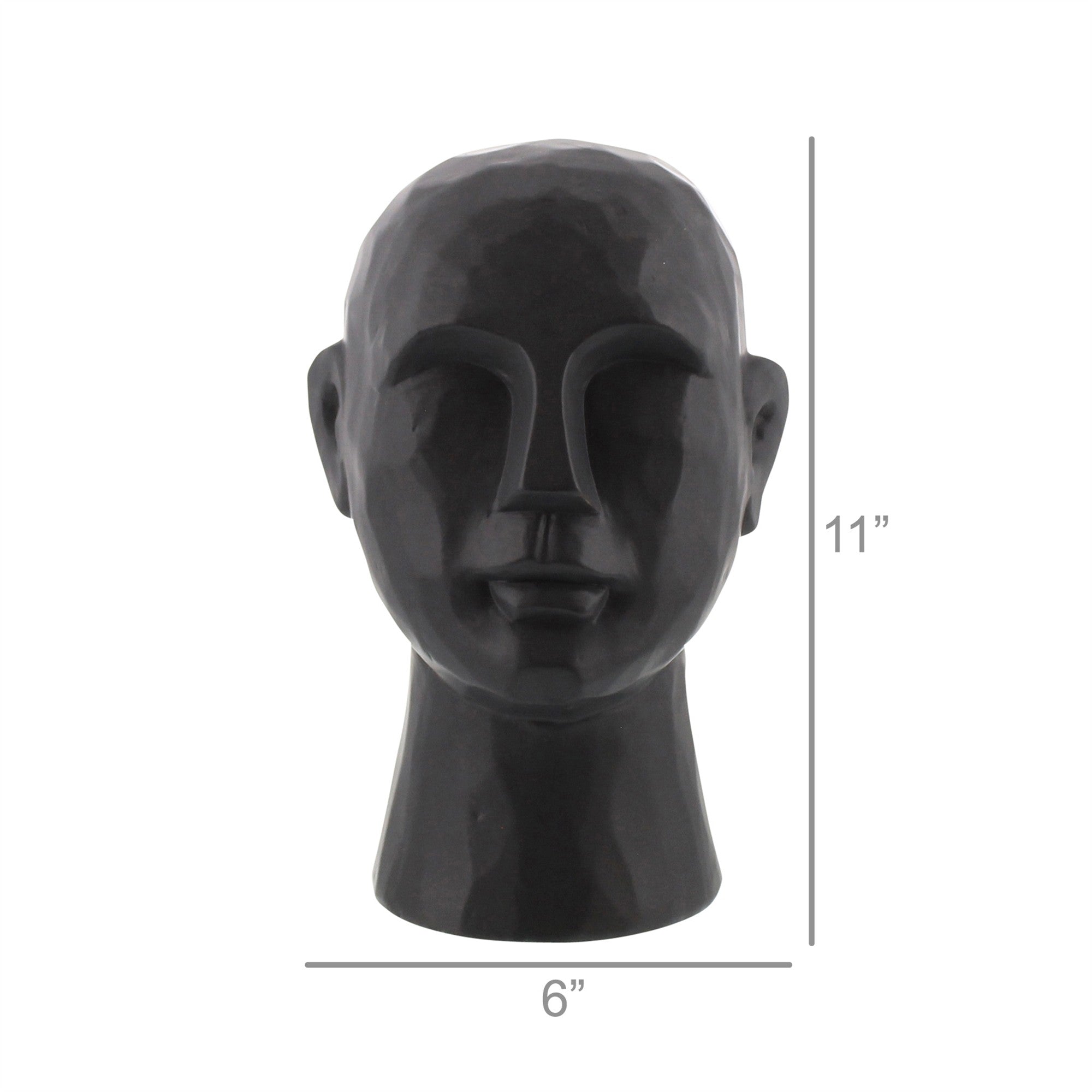 11" Matte Black Ceramic  Bust Decorative Sculpture