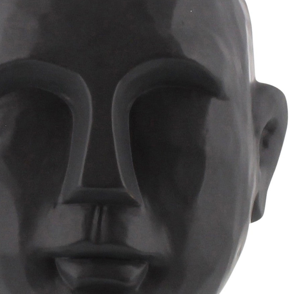 11" Matte Black Ceramic  Bust Decorative Sculpture