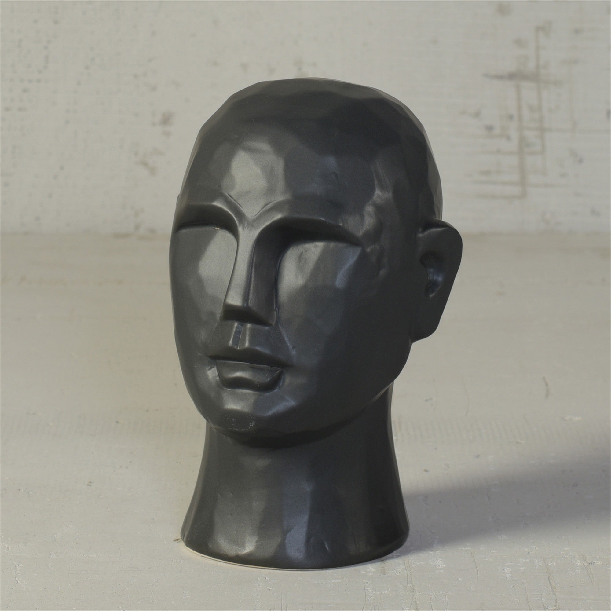 8" Matte Black Ceramic  Bust Decorative Sculpture