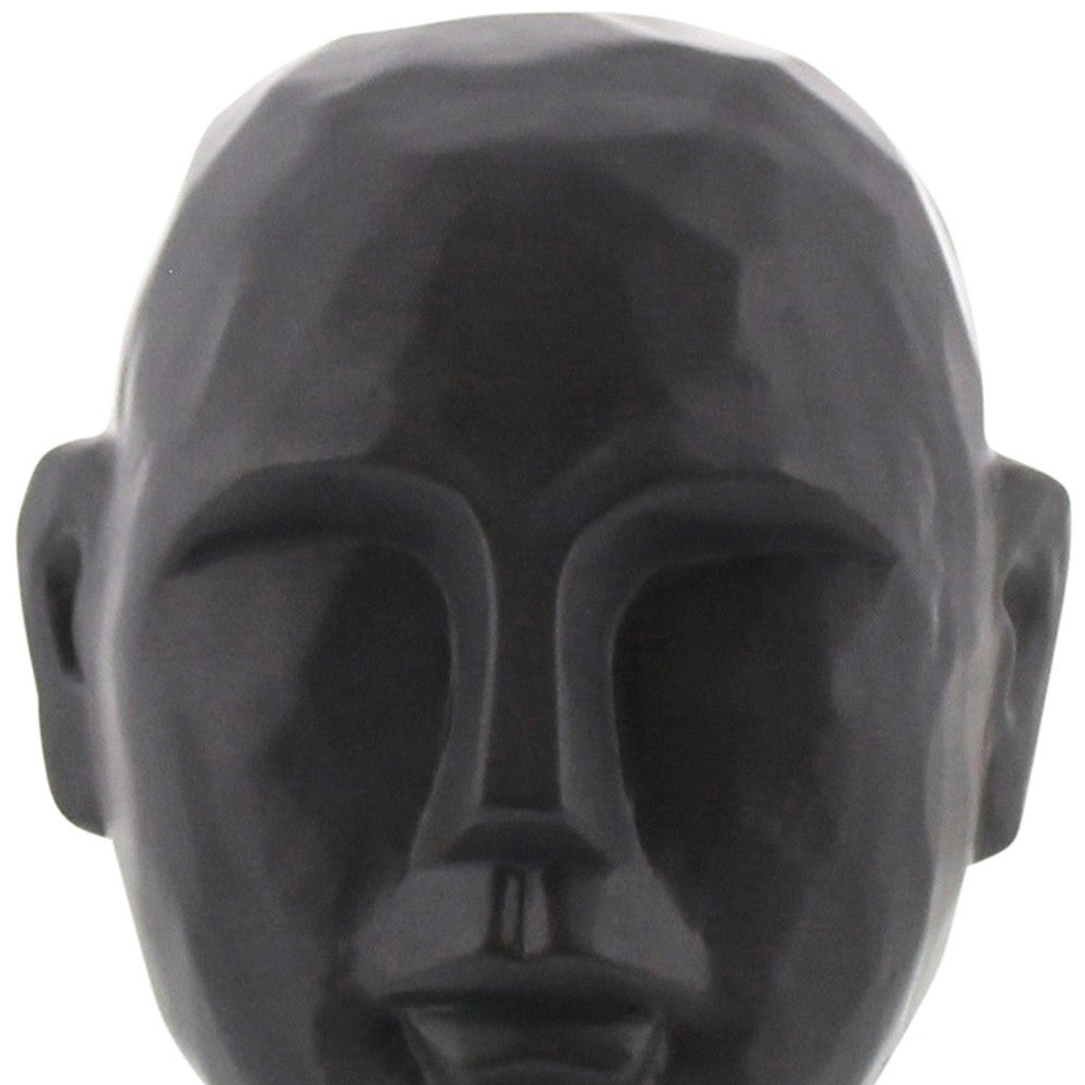 8" Matte Black Ceramic  Bust Decorative Sculpture