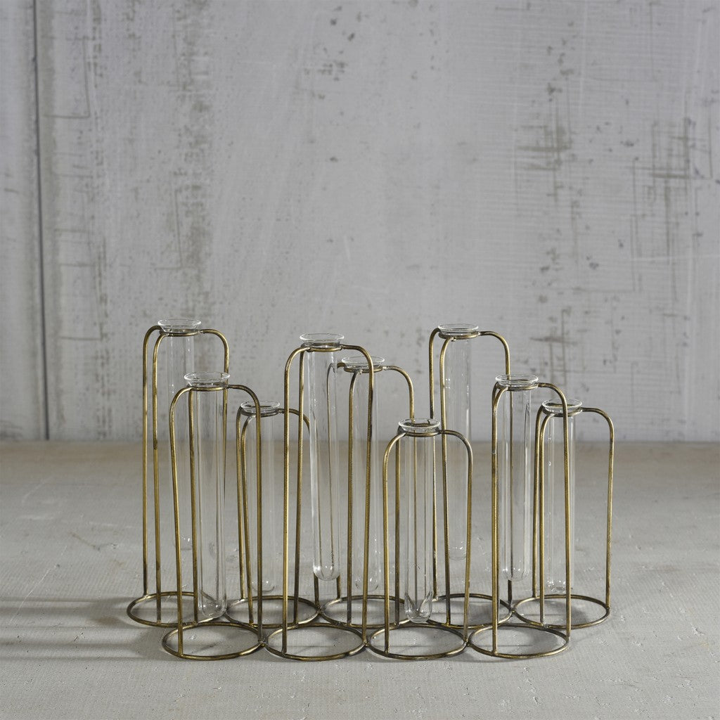 Burnished Gold Test Tube Cluster Vase