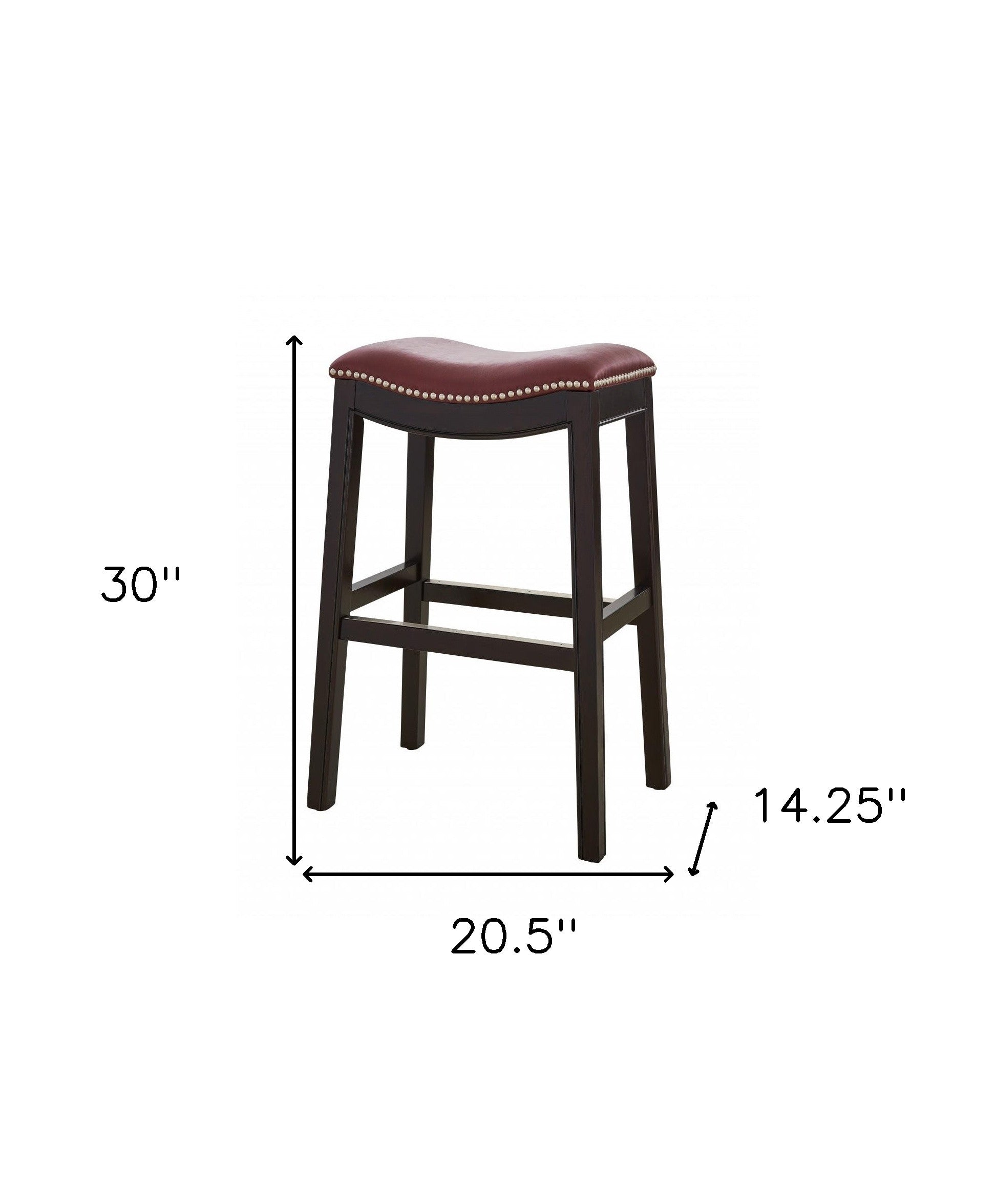 31" Dark Red and Espresso Solid Wood Backless Bar Chair