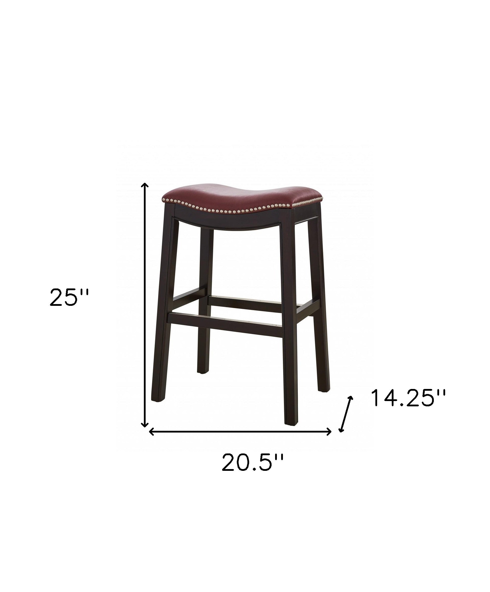 26" Dark Red and Espresso Solid Wood Backless Counter Height Bar Chair