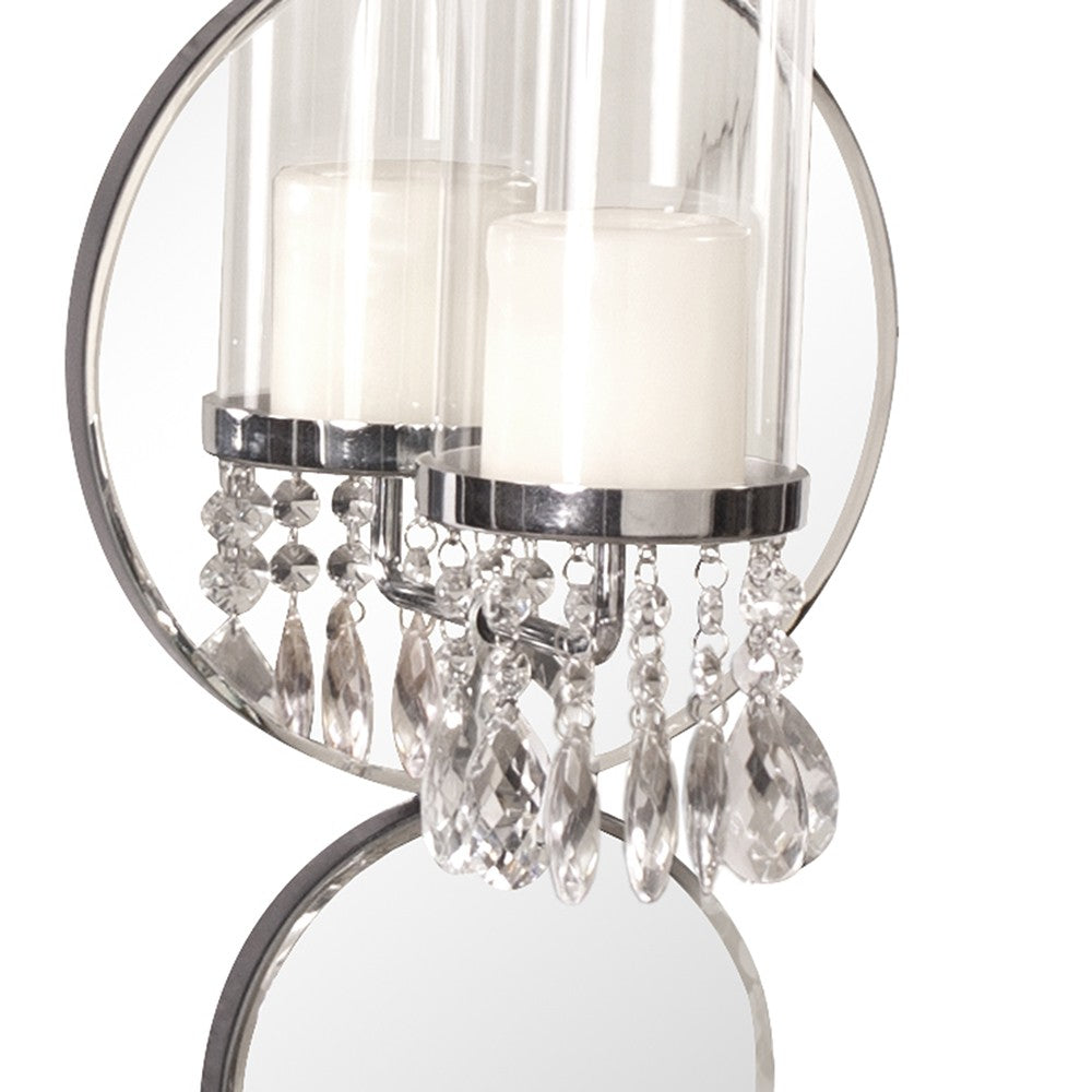 Silver and Clear Modern Bling Mirrored Wall Sconce