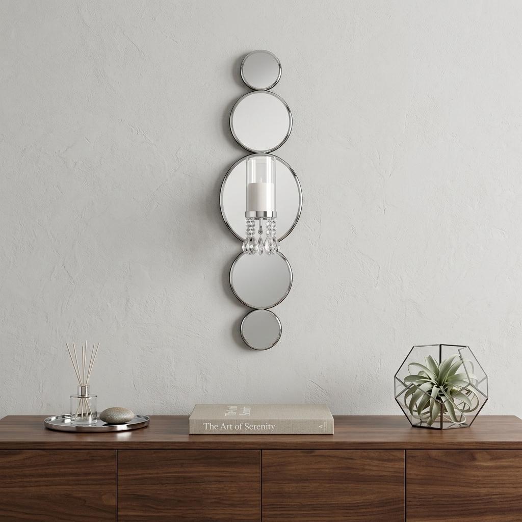 Silver and Clear Modern Bling Mirrored Wall Sconce