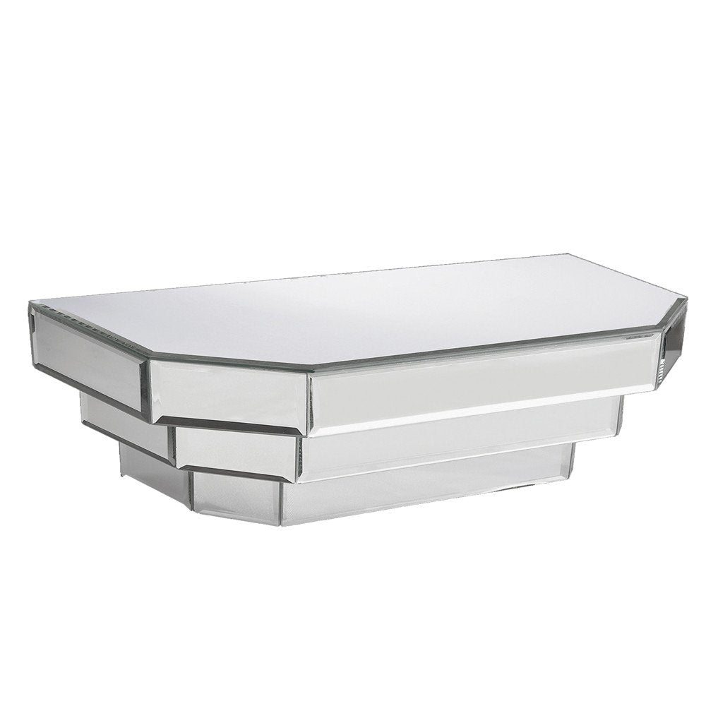 16" Silver Mirrored Glass Hanging Dimensional Floating Shelf
