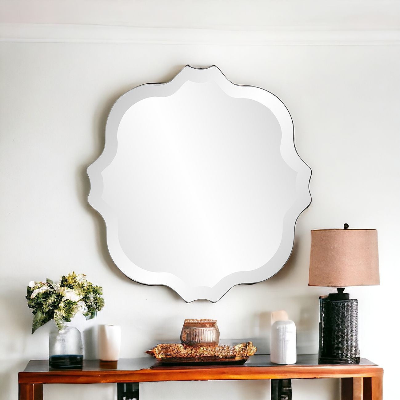 16" Gray Abstract Unframed Accent Mirror