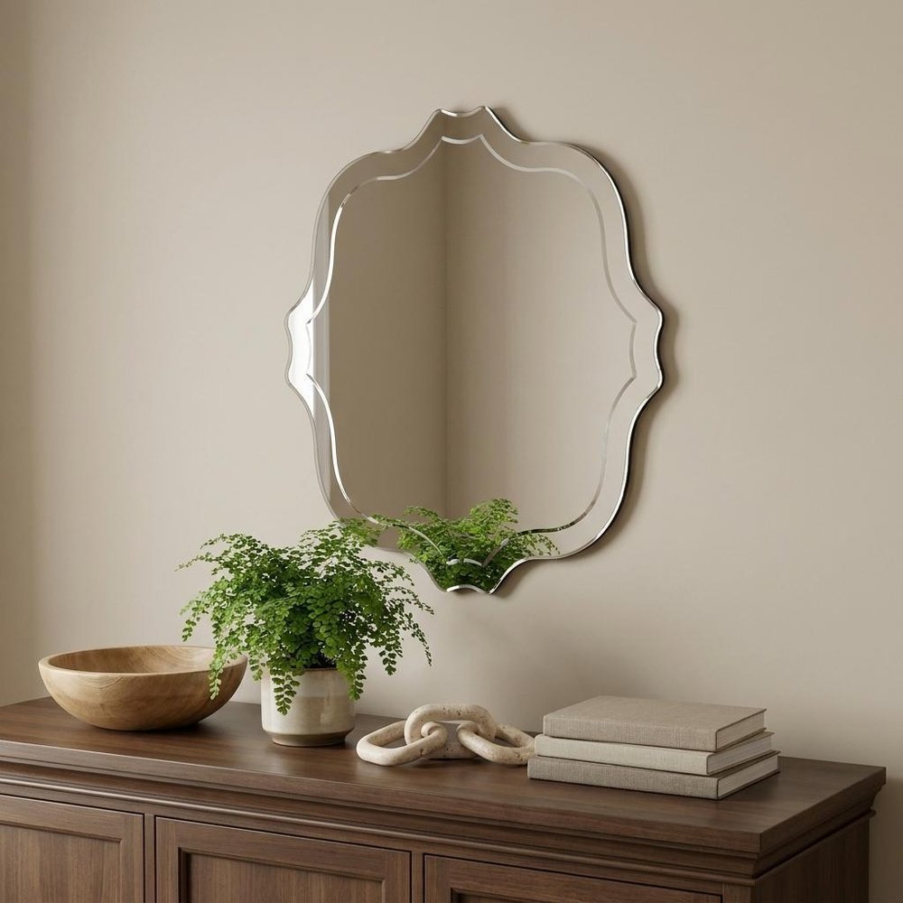 16" Gray Abstract Unframed Accent Mirror