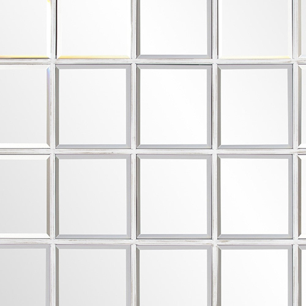 Rectangular Whitewash Window Pane Tile Mirror